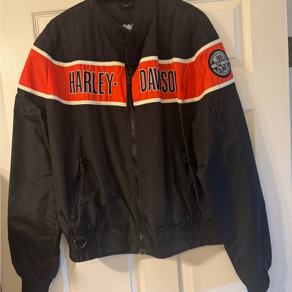 Harley-Davidson Black and Orange Bomber Jacket